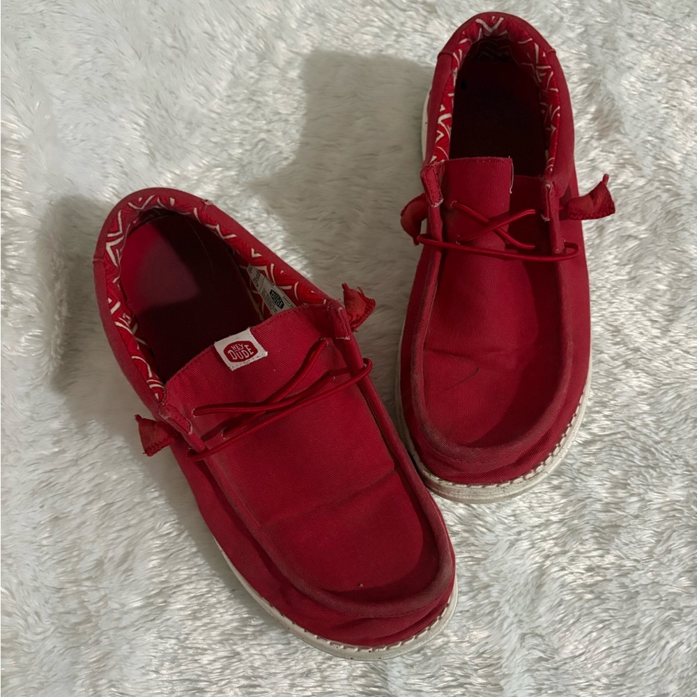 Hey Dude Red Canvas Slip-On Loafers